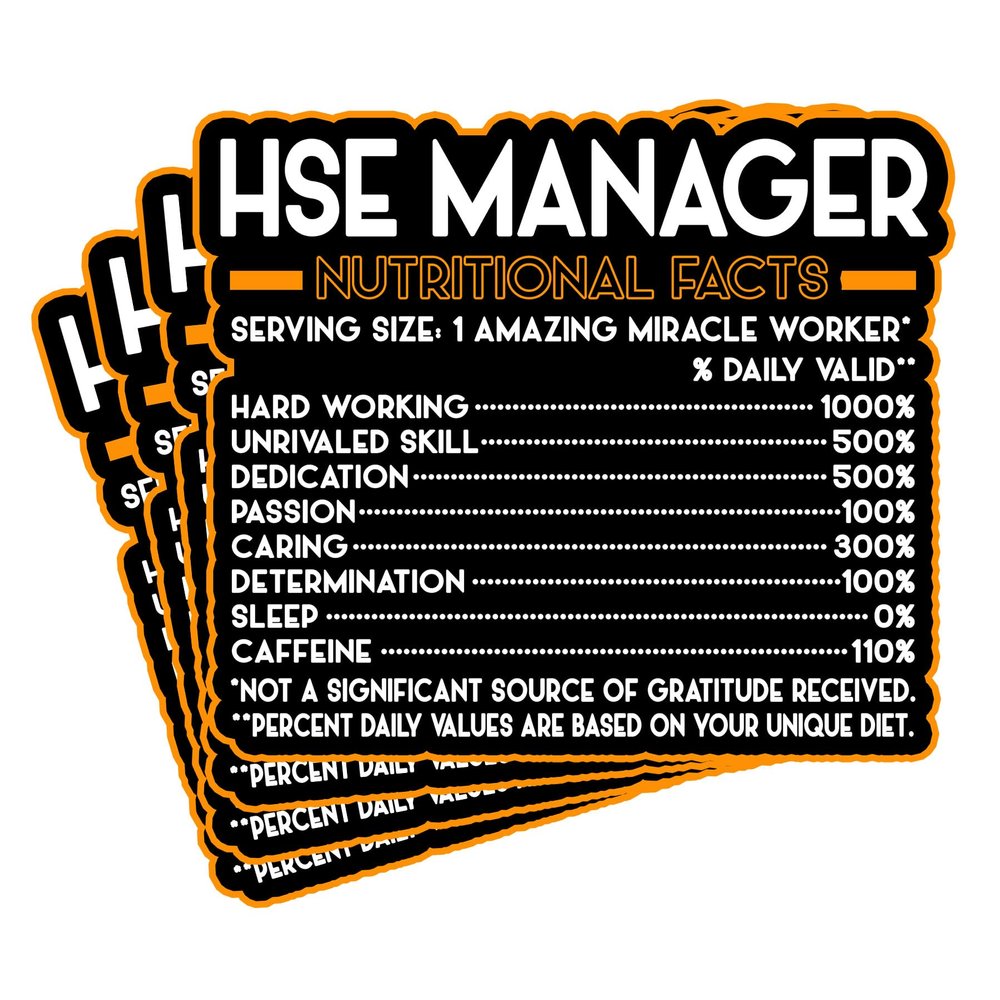 (4Pcs) Hse Manager Vinyl Decal Sticker  Nutritional Facts Quote for Laptops, Water Bottles, Cars, Bumpers, Toolboxes  Gift for Coworker, Office, Birthday, Christmas  Waterproof Vinyl, Easy Peel