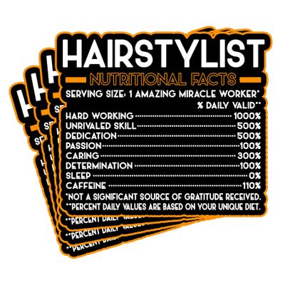 (4Pcs) Hairstylist Vinyl Decal Sticker  Nutritional Facts Quote for Laptops, Water Bottles, Cars, Bumpers, Toolboxes  Gift for Coworker, Office, Birthday, Christmas  Waterproof Vinyl, Easy Peel