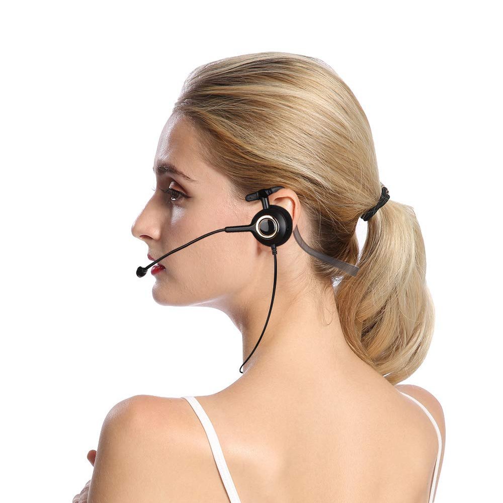 Keenso Comfortable Telephone Headphones with 3 Wear Modes Clear Voice Communication for The Call Center (Without Adapter)
