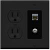 15 Amp Round Power Outlet 1 Port Cat6 Shielded 1 Coax Cable TV F-Type Wall Plate [Black/Black] view 1