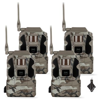TACTACAM Reveal Ultra Cellular Trail Camera  4K Photo, 1080P Video, Live Streaming, GPS, Low-Glow/No-Glow Flash, LTE + Cleaning Cloth | (4PK)