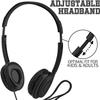 Maeline Black Wired Headphones with Microphone, Bulk 20 Pack On-Ear Headsets with 3.5mm Jack  Leatherette Cushions, Adjustable, Stackable, Ideal for Classrooms, Offices, Remote Work, Testing view 2