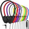 Maeline Bulk Headphones with Microphone, 50 Pack Multicolor Wired On-Ear Headsets  3.5mm Jack, Leatherette Cushions, Adjustable Headband  for Classrooms, Libraries, Remote Learning, Office view 1