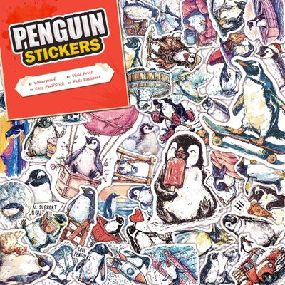 100 PCS Penguin Stickers Pack Waterproof Vinyl Decals for Water Bottles, Laptops, Phones, Notebook, Cars Cool Vibrant Graphics for Penguin Enthusiast