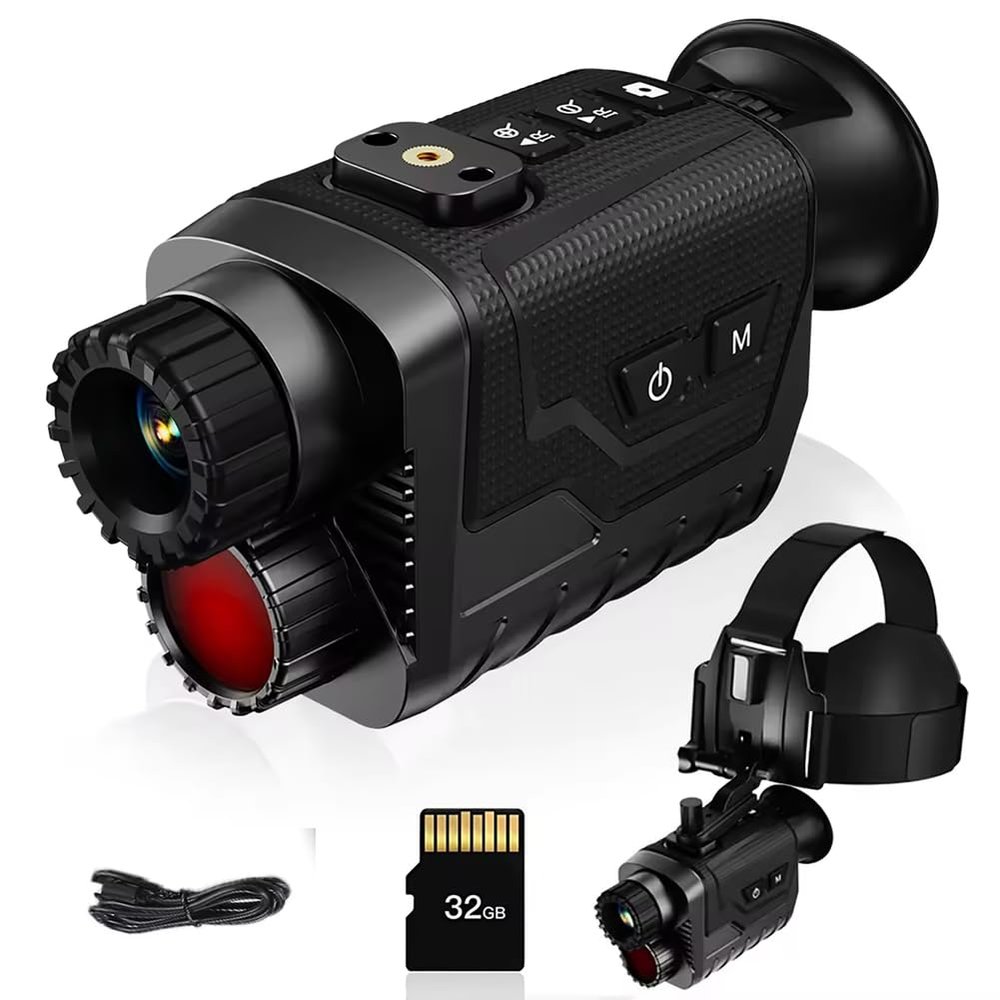 Gslxheal Dgital Night Vision Monocular - 4k Infrared Head Mounted Night Vision Goggles with 8X Digital Zoom & 850nm Infrared, 32GB Recording, 3000mah Fast Charge