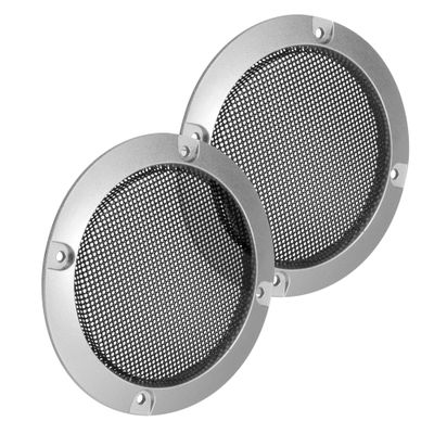 Edinstry 2pcs for 3 Speaker Grille Cover Mesh Trim Round Subwoofer Grille Horn Protective Guard Silver Tone Car Auto Stereo Accessory for Auto Car