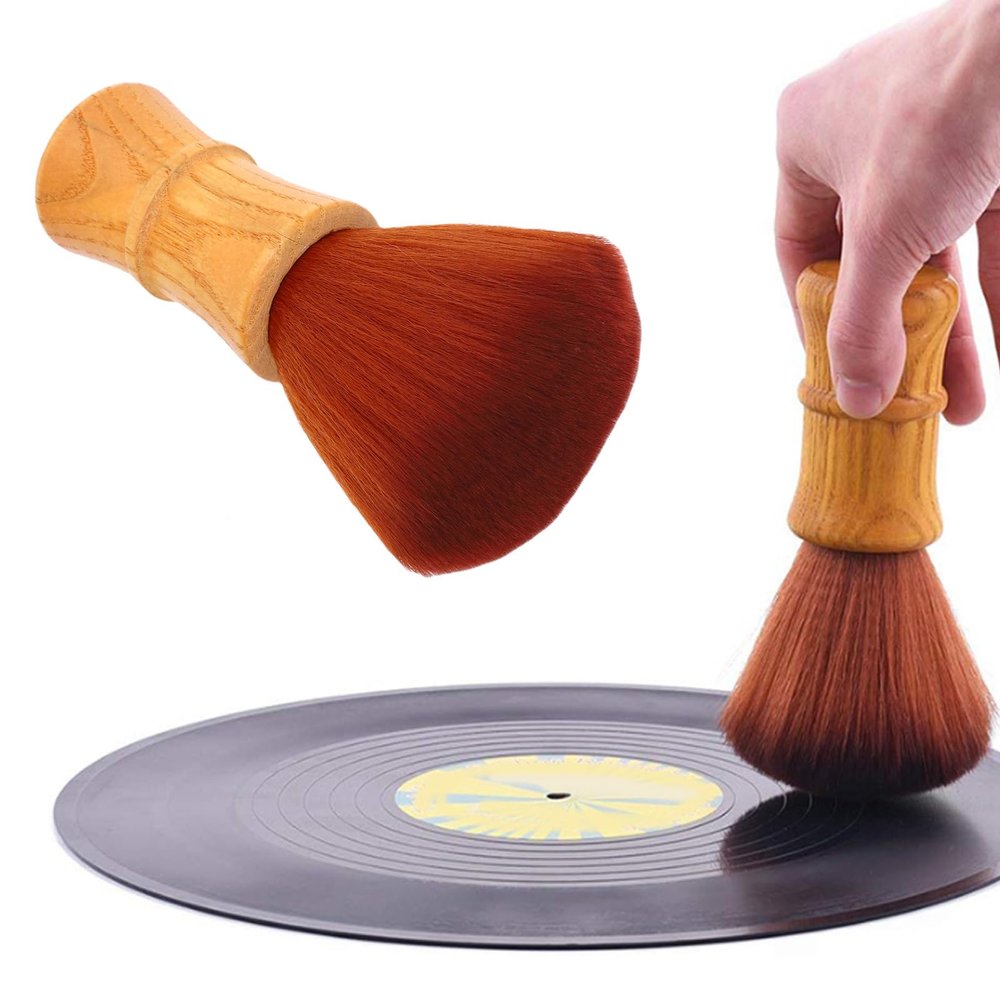 Asixxsix Vinyls Record Cleaning Brush, Anti Static Soft Record Cleaner Vinyls Dust Remover Brush with Fine Fiber b ristles and Wood Handle, for CD Albums Cleaning