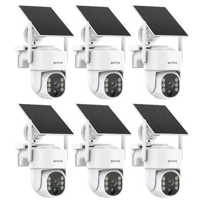ANNKE 6Pack 4MP Solar Security Cameras Wireless Outdoor, 360 Pan & Tilt WiFi Security Camera with Color Night Vision, Easy to Install, PIR Alarm, 2-Way Audio Up to 256G Storage, Alexa Supported