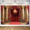 10X10ft Red Rose Background Floral Backdrop, Romantic Red Rose Photography Backdrop Floral Wall Background for Weddings Bridal Showers Anniversary Party Photo Booth Props, Red-4 view 3