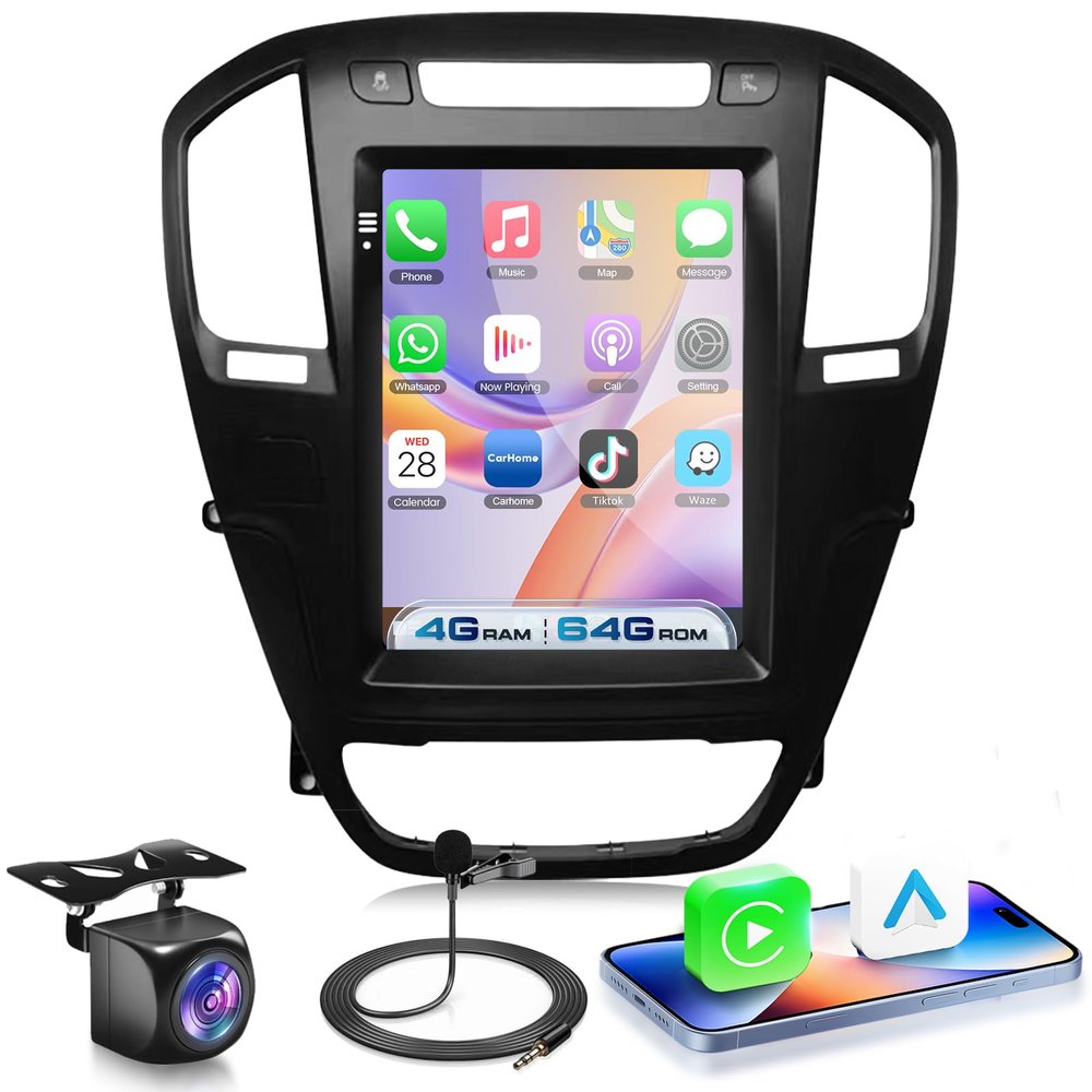 4G+64G Android 15 Car Stereo for Buick Regal 2009-2013 for Opel Insignia 2009-2013 with Wireless Carplay Android Auto, 9.7 Inch 1280 * 720 Touch Screen GPS/WiFi/Bluetooth/ 32EQ/ SWC/Backup Camera