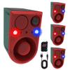 QXMH Solar Outdoor Motion Sensor Alarm-Dog Barking&Gunshot Sound, 130db Motion Detector Alarm Light,with Remote Controller,13 Kinds of Sound Red&Blue Strobe Light with USB ( Volume /130dB 4PCS) view 1