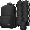 10 PCS Black Backpack for School Teens Boys Girls, Lightweight Casual Backpacks for Men and Women, Classic Basic Water Resistant Casual Daypack, 15.6 Inch Laptop Bookbag for College High School Work view 1