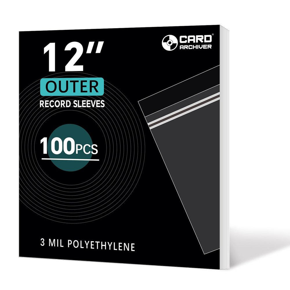 100 Pack 12 inch Vinyl Record Outer Sleeves - 3 Mil Crystal Clear Polyethylene with Adhesive Flap | Archival-Safe Protection for LP Album Storage & Display, Gatefold Compatible, Acid-Free