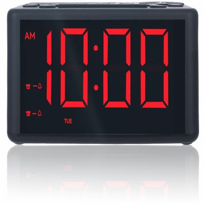 FUHONGYUAN Alarm Clock Radio for Bedroom - AM/FM with 12 Presets, Dual Alarms & 3 Wake-Up Sounds (Beep/Music/Radio), Dimmable Red LED Display, Weekday/Weekend, Snooze & Sleep Timer