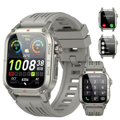 Ajblg Smart Watches for Men (Answer/Make Calls), 1.91'' HD Fitness Outdoor Sports Rugged Smart Watch for Android and iPhone, Waterproof Fitness Tracker with 100+ Sport Modes, Watches for Men, Gray