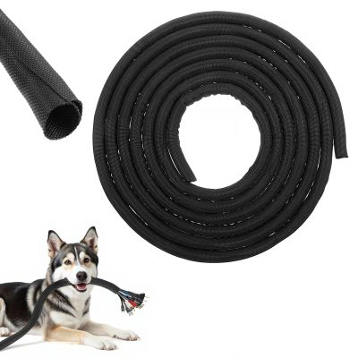 13 Ft Cable Cord Protector Wire, 1/2inch Black Chew Proof Cord Protectors No Chew Wire Protect Cat from Chewing Flexible Cable Sleeve Cords Management Covers for USB Power Charge Video Cords