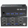HDMI+2 DisplayPort KVM Switch 3 Monitors 2 Computers 8K@60Hz 4K@144Hz, Triple Monitor KVM Switch with 4 USB3.0 Port for Keyboard Mouse Printer, 1*HDMI+2*DP+2*USB Cables and Wired Controller Included view 1