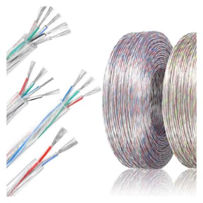 Wire and Cable Transparent Multi-Core Power Cable 4-Core Tinned Copper Insulated Wire for Household Use - Eco-Friendly LED Sign Wiring Wire and Cable(5 m,2core 22 awg)