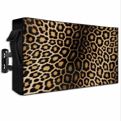 Outdoor TV Cover Retro Leopard Dot Weatherproof Waterproof Outside TV Protector with Zipper, Abstract Animal Skin Texture Smart Television Screen Cover for 52 to 55 inch Screens
