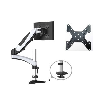 MEFKFQJQ GST112 Aluminum 27" 5-16kg 360 Rotate 2 Arm Clamp Grommet Gas Spring Gas Strut LCD Tv Monitor Screen Desktop Bracket with Pole(GST112G-A)