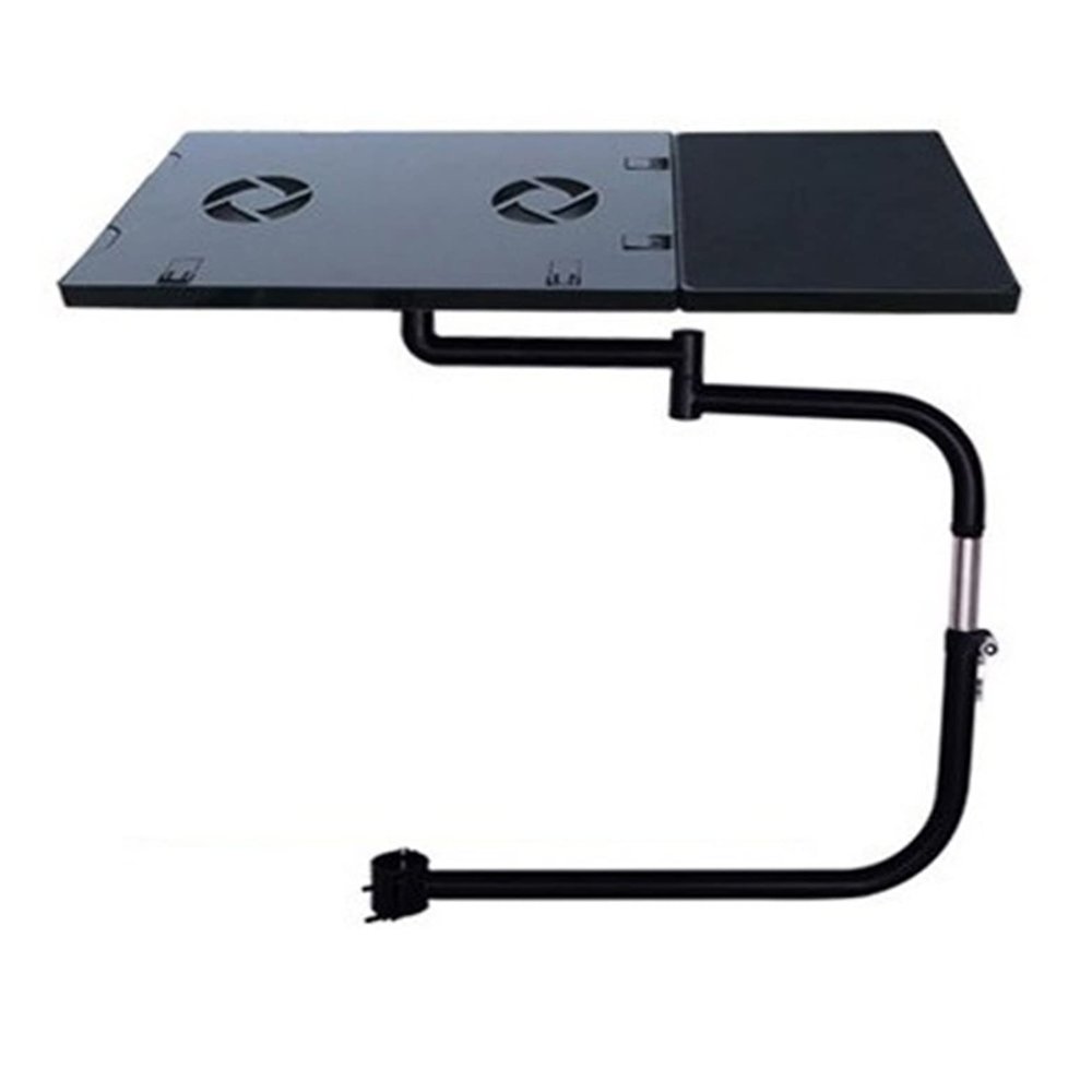 ADBWEKKF BL OK031 Full Motion Chair Clamping Keyboard Holder Laptop Desk Mouse Pad Notebook Stand with Fan for Comfortable Office AndGame(Black)