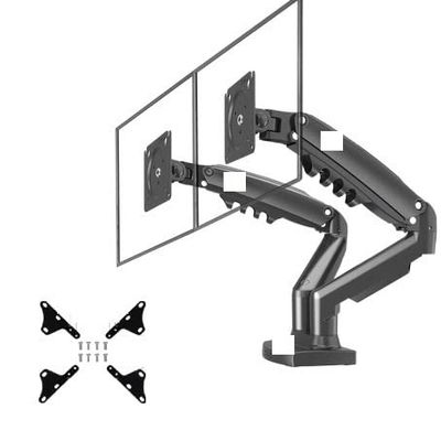 ADBWEKKF F160 Gas Spring 17"-27" 30" Dual Monitor Holder Arm Desktop 360 Rotate Computer Holder 2-9KG Monitor Bracket(with Adaptor)
