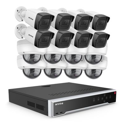 ANNKE 3K PoE Security Camera System, 16 Ports Expandable 32 Channel 12MP H.265+ NVR Recorder, 8X 5MP Wired IP Bullet & Dome Cams, Audio Recording, IP67, AI Motion & 1CH Face Detection, NO HDD