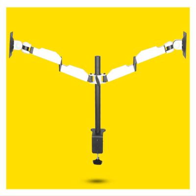 ADBWEKKF DLM-TS102D White Steel 360 Rotate Full Motion 10-27" Double Monitor Table Stand Dual Computer Desk Support PC Bracket Computer(DL-TS102D)