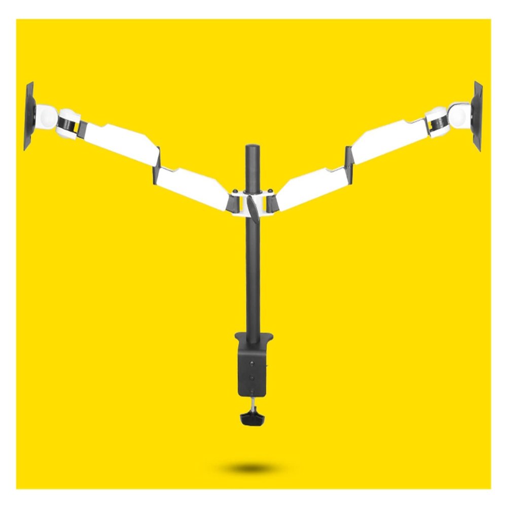 ADBWEKKF DLM-TS102D White Steel 360 Rotate Full Motion 10-27" Double Monitor Table Stand Dual Computer Desk Support PC Bracket Computer(DL-TS102D)