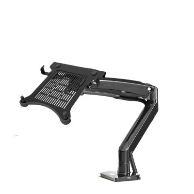 ADBWEKKF F100A Gas Spring Arm 10"- 17.0" 17 INCH Laptop Holder 360 Rotate Tilt Swivel Desktop Notebook Mount Arm with USB3.0 Ports(Black 2)