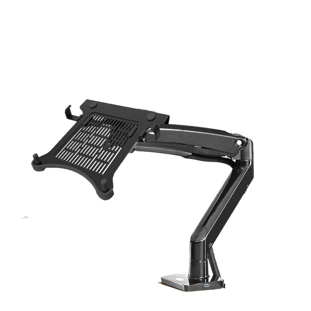 ADBWEKKF F100A Gas Spring Arm 10"- 17.0" 17 INCH Laptop Holder 360 Rotate Tilt Swivel Desktop Notebook Mount Arm with USB3.0 Ports(Black 2)