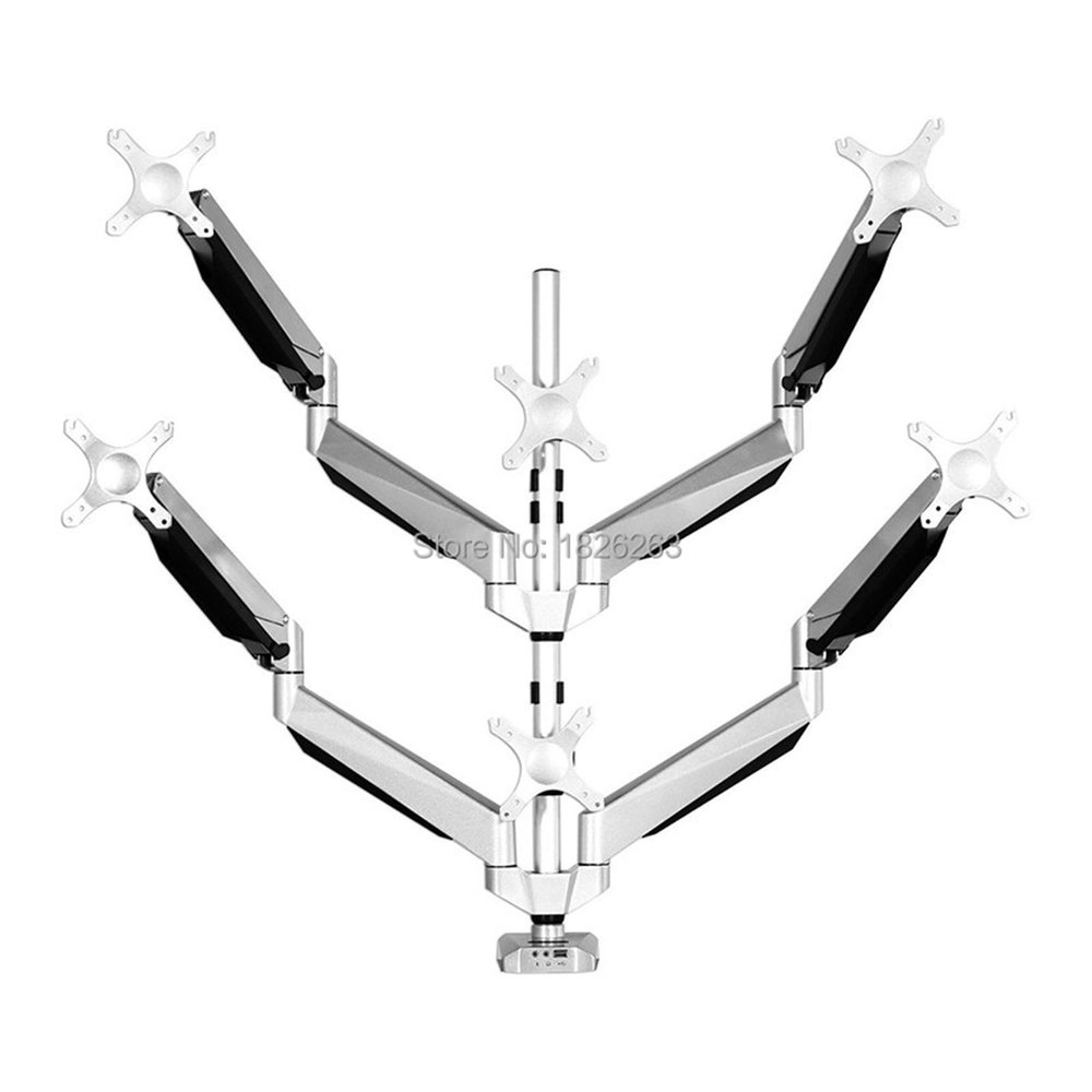 ADBWEKKF Full Motion Six Arm LCD LED TV Mount 10"-24" Monitor Holder Mount Gas Spring Arm Bracket with USB and Audio Ports