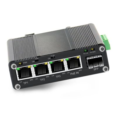 3-Port Gigabit 90W PoE Passthrough Switch, 1 in 3 Out PoE Extender, Ethernet Adapter with PD and PoE Splitter Function, IEEE802.3af/at/bt, 1000Mbps SFP Port, 12VDC Output