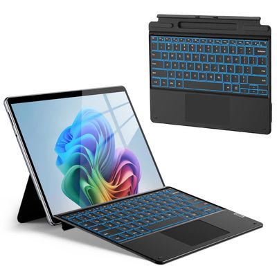 ORDA for Surface Pro 11 10 9 8 X Keyboard Case,13 Inch Detachable Wireless Bluetooth Type Cover Surface Pro Keyboard with 11-Color Backlit,Multi-Gestures Trackpad,Pen Holder