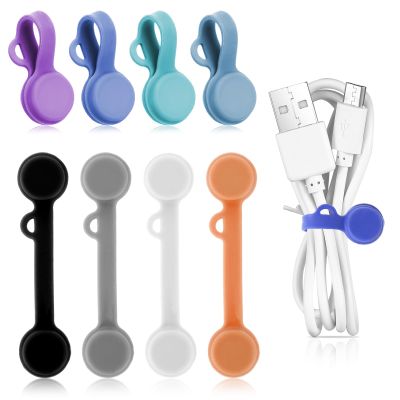 Giantree 8 Pcs Magnetic Cable Ties, Silicone Magnetic Cable Ties for Bundling and Organizing Cables, Cord Organizer for Earphone Phone Charger Audio Cables Book Markers Fridge Magnets
