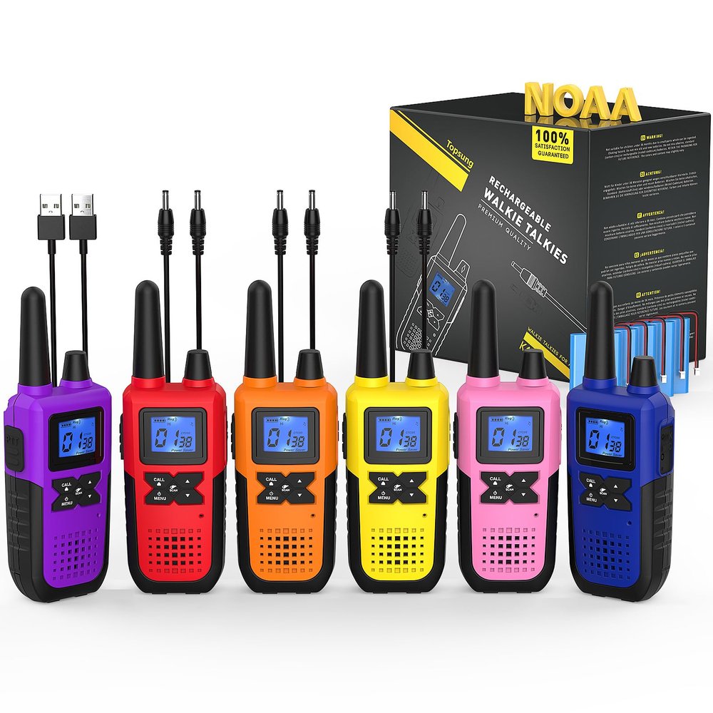 Topsung Walkie Talkies Rechargeable for Adults Long Range with NOAA Weather Alert, Multi-Purpose 2 Way Radios 6 Pack for Team Work Seniors Care Kids Adventure Family Camping Hiking Skiing Cruise