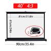 Portable Desktop Projection Screen,30" , 40" , 50" Retractable Projection ScreenProjector Screen HD Home Theater Projector Movie Screen Manual Pull Down Projection Screen, Public Display Screen(4:3,4 view 2