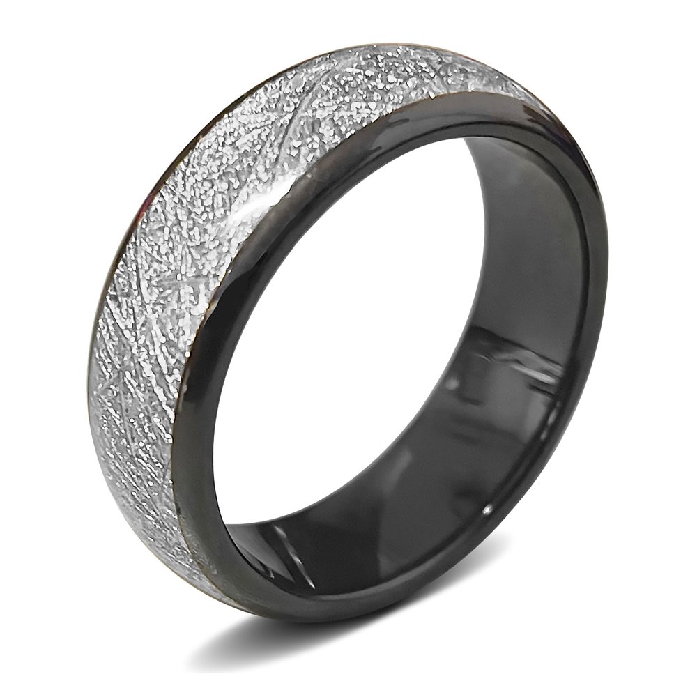 Black Sliver Ceramic T5577 Chip Ring for Rewritable Clone 125kHz Access KeyCard,Women and Men Finger Fit Ring (Black(Sliver), 9)