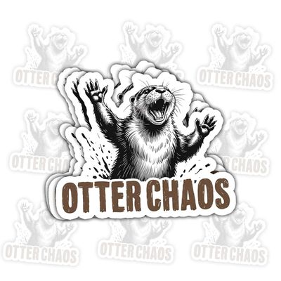 3 Pcs Otter Chaos Sticker Funny Animal Quote Vinyl Decal Waterproof for Laptop, Water Bottle, Tumbler Gift for Otter Lovers, Animal Fans, and Nature Enthusiasts 3 Inch