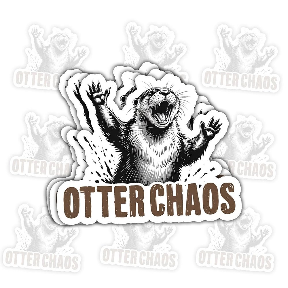 3 Pcs Otter Chaos Sticker  Funny Animal Quote Vinyl Decal Waterproof for Laptop, Water Bottle, Tumbler  Gift for Otter Lovers, Animal Fans, and Nature Enthusiasts  3 Inch