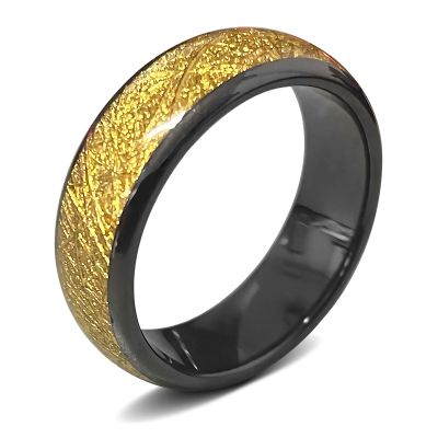 Black Gold Ceramic T5577 Chip Ring for Rewritable Clone 125kHz Access KeyCard,Women and Men Finger Fit Ring (Black(Gold), 8)