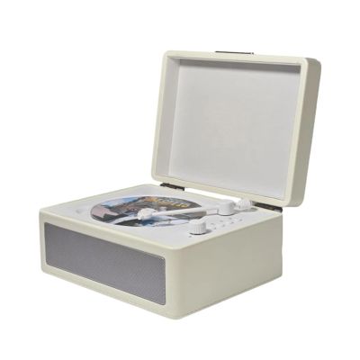 Mtlavishness CD Player Multifunctional Tray Type Bluetooth Cassette Record Player with High Fidelity Sound Quality Support USB Drive Playback Infrared Remote Control and Two Built (White)