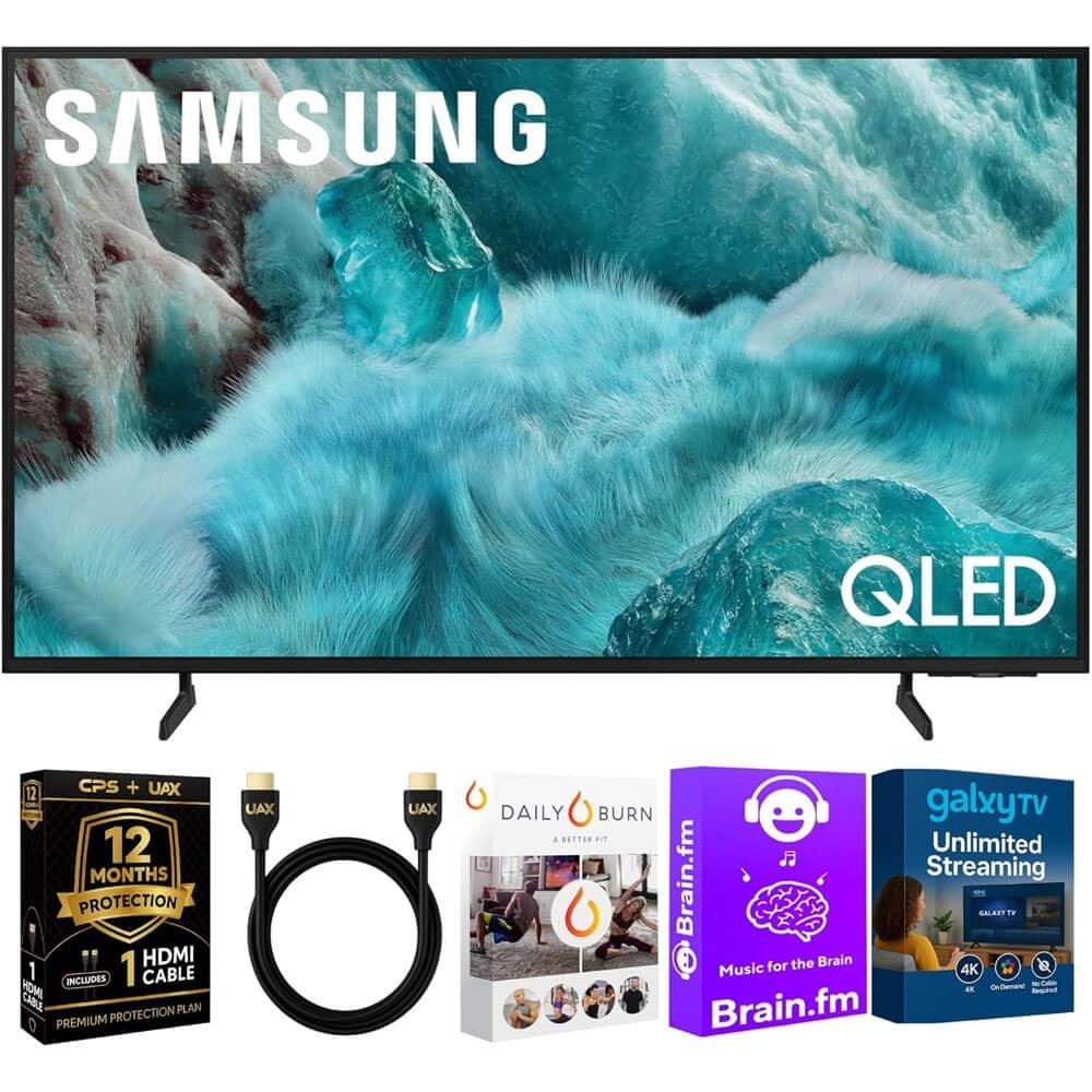 Samsung 50-Inch Q7F Series QLED 4K UHD Smart TV - HDR10+, Alexa Build-in, Bluetooth w/ 12 Month CPS Protection Plan, AUX HDMI Cable, Streaming Bundle