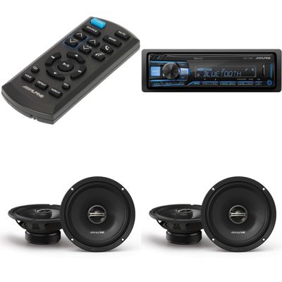 Alpine UTE-73BT Bluetooth Multimedia Receiver, RUE-4360 Remote with (2) DM-65-G 6.5" Coaxial Bundle