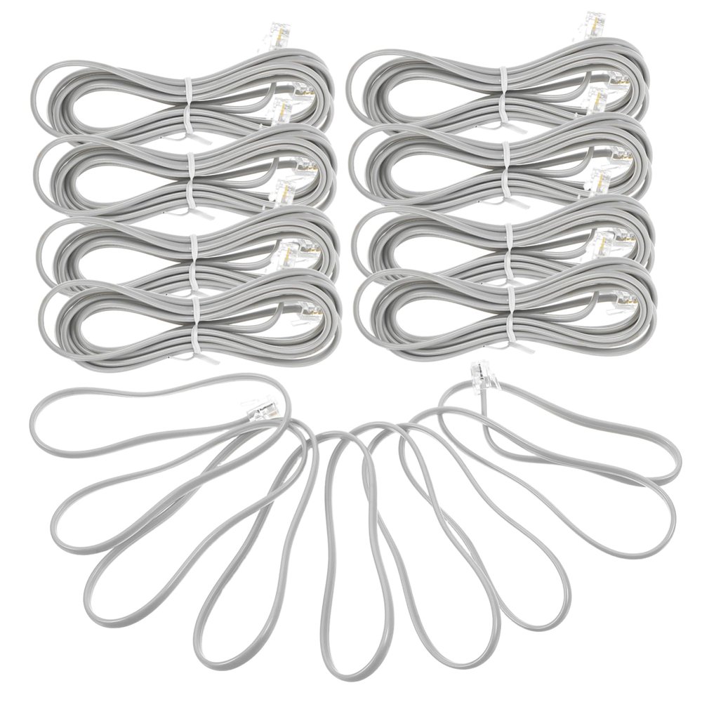 Holibanna 10Pcs PC Phone Extension Cord Wire Pure Copper Connectors Durable for Office and Hotel Use Reliable Telephone Line Cable for Communication