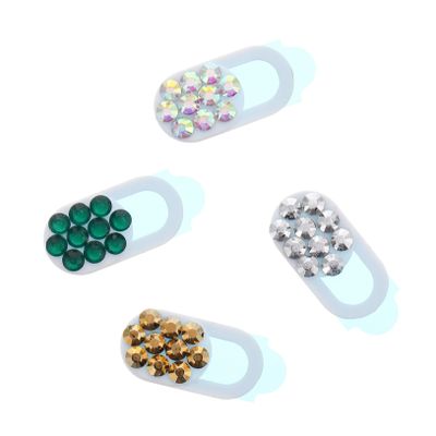 VILLCASE 4pcs Rhinestone Webcam Cover for Laptop Smartphone and Tablet Stylish Privacy Protection with Easy Installation Durable Materials and Compact Design Green Colorful Gold Silver