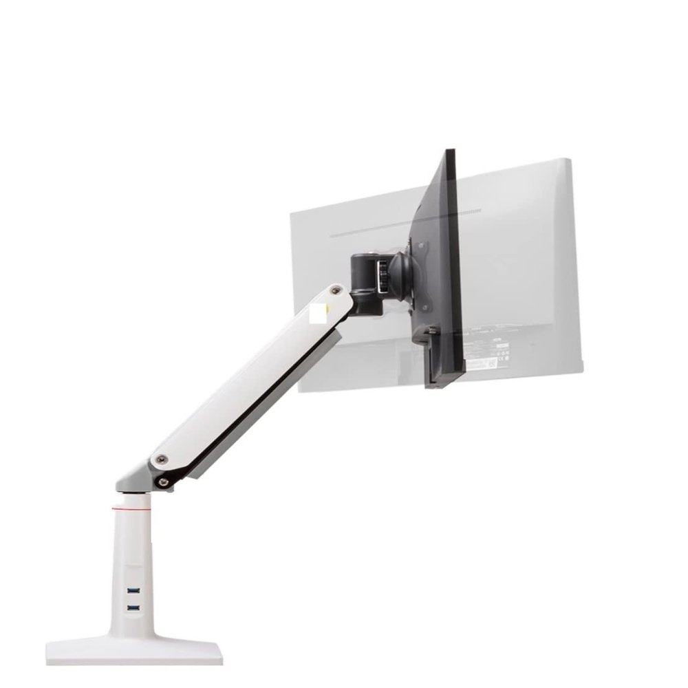 ADBWEKKF F37 22-37" 4-12kg Folding Air Press Gas Spring Vesa Mount LCD LED Monitor Desktop Stand Clamp Grommet Base TV Desktop Mount(White)