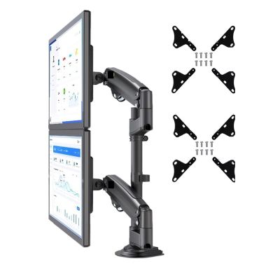 ADBWEKKF H180 22"-32" Double Monitor Desk Holder Arm Gas Spring Full Motion LCD TV Mount 2-12kg Dual Arm Clamp Bracket(with 2pc Adaptor)