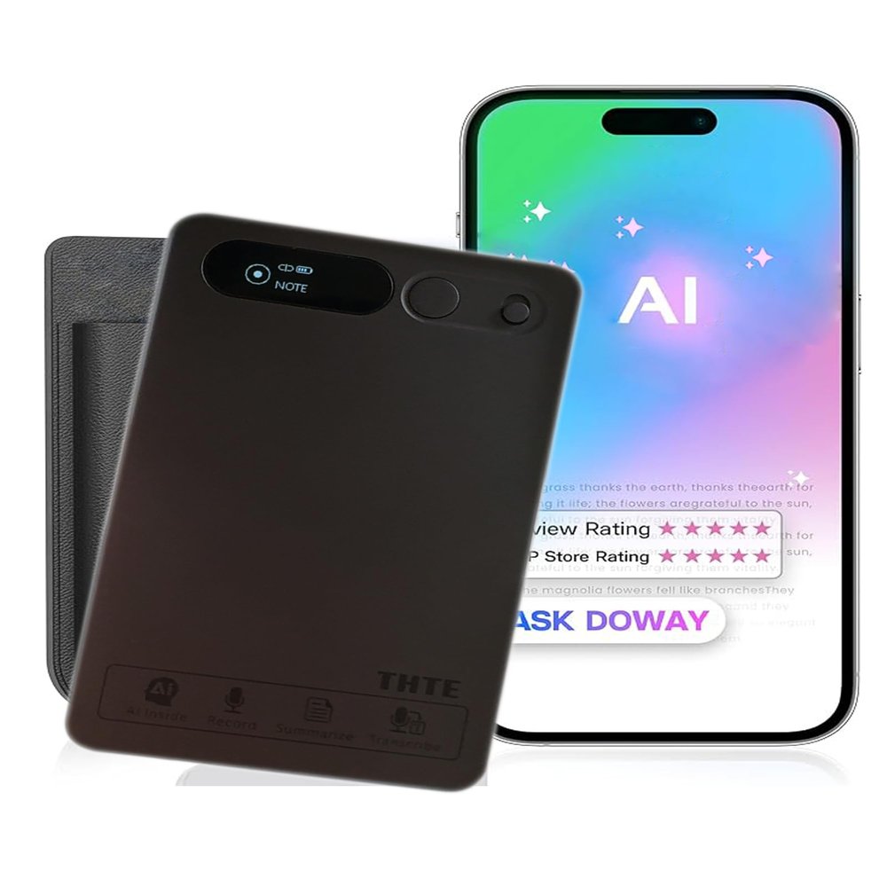 AI Voice Recorder, Voice Recorder w/Case Display Haptics, Transcribe & Summarize&Translate with AI Technology, 118 Languages Support, 64GB, Audio Recorder for Lectures, Meetings, Calls, Black