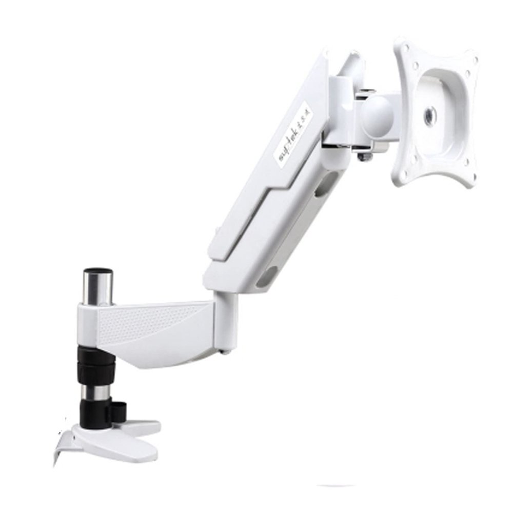 ADBWEKKF (20cm High Column) 10-27" Air Press Gas Strut 1.5-5.5kg Tilt LCD Desktop Mount 360 Rotate Swivel Monitor Table Bracket Stand(White)